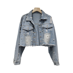 Pearl Distressed Denim Washed Short Jacket