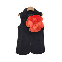 Solid Waistcoat Patchwork Flower Sleeveless Vest