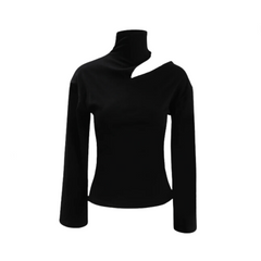 Hollow Shoulder Slim Fit Knitted Sweater