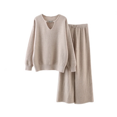 V-Neck Chain Loose Top + Drawstring Pants Set