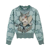 Rabbit Jacquard Vintage Knit Sweater