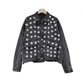 Hand Sewn Diamond Loose Denim Jacket
