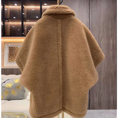 Solid Batwing Loose Thick Warm Wool Coat