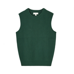 Round Neck Solid Knitted Ribbed Vest
