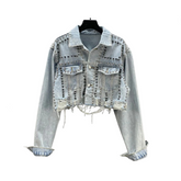 Rivet Inlaid Diamond Denim Jacket