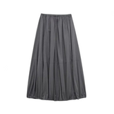 Solid Casual Mid Length Nylon Skirt