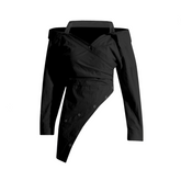 Off Shoulder Irregular Lapel Waist Cinching Top