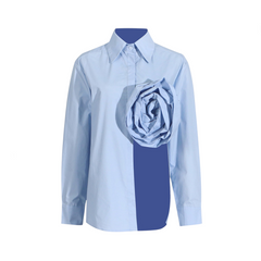 Flower Splicing Hollowed Out Slit Long Sleeved Top