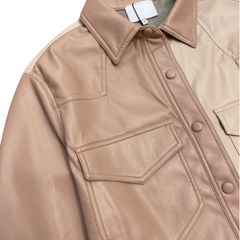 Casual Loose Waistband Faux Leather Shirt