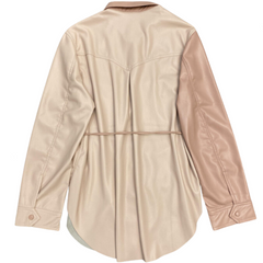 Casual Loose Waistband Faux Leather Shirt