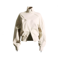Irregular Zipper Placket Short Sweatshirt