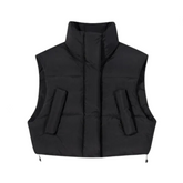 Stand Collar Solid Short Puffer Vest
