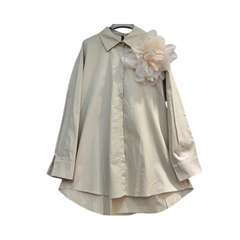 Three Dimensional Flower Loose Long Sleeved Shirt