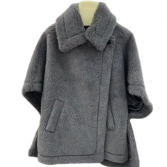 Solid Batwing Loose Thick Warm Wool Coat