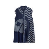 Asymmetrical Patchwork Denim Sleeveless Dress