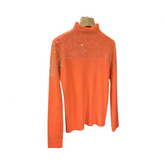 Rhinestone Turtleneck Thickened Knit Top