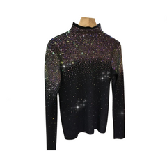Rhinestone Turtleneck Thickened Knit Top