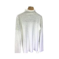 Rhinestone Turtleneck Thickened Knit Top