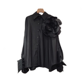 3D Flower Long Lantern Sleeves Shirt