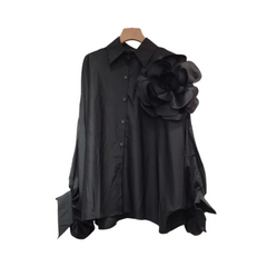 3D Flower Long Lantern Sleeves Shirt