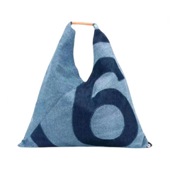 Spacious Numeral Denim Tote Bag