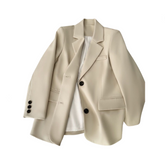 Solid Loose Casual Back Slit Suit Blazer