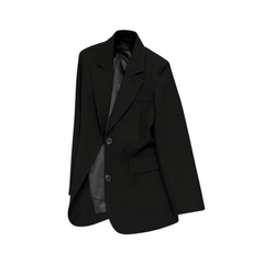 Solid Loose Casual Back Slit Suit Blazer