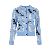 Pre Order: Blue Jacquard Knit Casual Cardigan