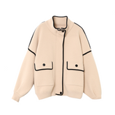 Woolen Long Sleeved Large Spliced Jacket