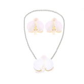 Flower Pendant Necklace + Earrings Set