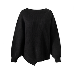 Loose Elastic Thread Irregular Knitting Sweater