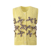 Pre Order: Bow Single Breasted Knitted Vest