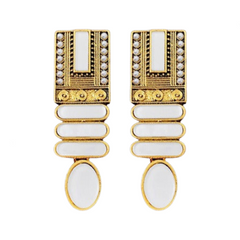 Geometric Pearl Retro Court Earrings