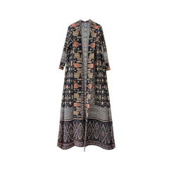 Printed Pleated Robe Coat