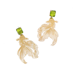 Handmade Carved Goldfish Earrings