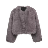 Gray Faux Fur Short Coat