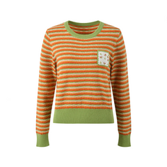 Striped Round Neck Casual Knitted Sweater