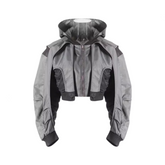 Color Blocked Casual Cropped Bomber Jacket