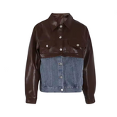 Detachable Denim Cropped Leather Jacket