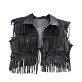 Slimming Solid Casual Fringe Short Denim Vest