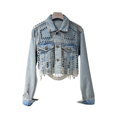 Pre Order: Broken Holes Rivet Single Breasted Short Jacket