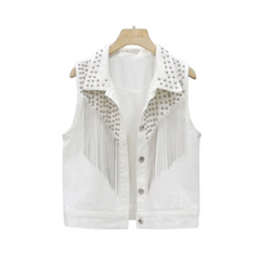 Rivet Tassel Waistcoat Denim Vest