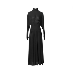 Turtleneck Waist Wrap Batwing Sleeve Maxi Dress