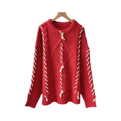 Pre Order: Bow Knot Round Neck Long Sleeve Knitted Sweater