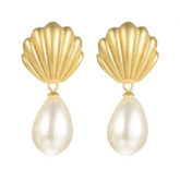 Frosted Shell Pearl Dangle Earrings