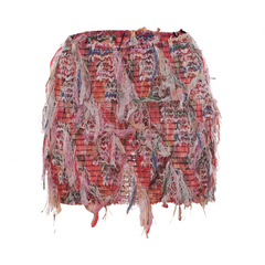 Striped Tassel Hip Hugging Mini Skirt