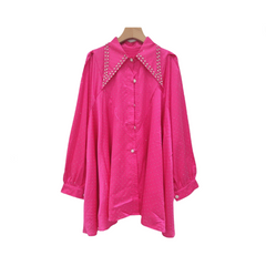 Diamond Studded Loose Long Sleeved Thin Shirt