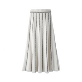 Retro Striped Fringe Knitted Maxi Skirt