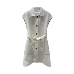 Solid Single Breasted Sleeveless Long Jacket