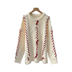 Pre Order: Bow Knot Round Neck Long Sleeve Knitted Sweater